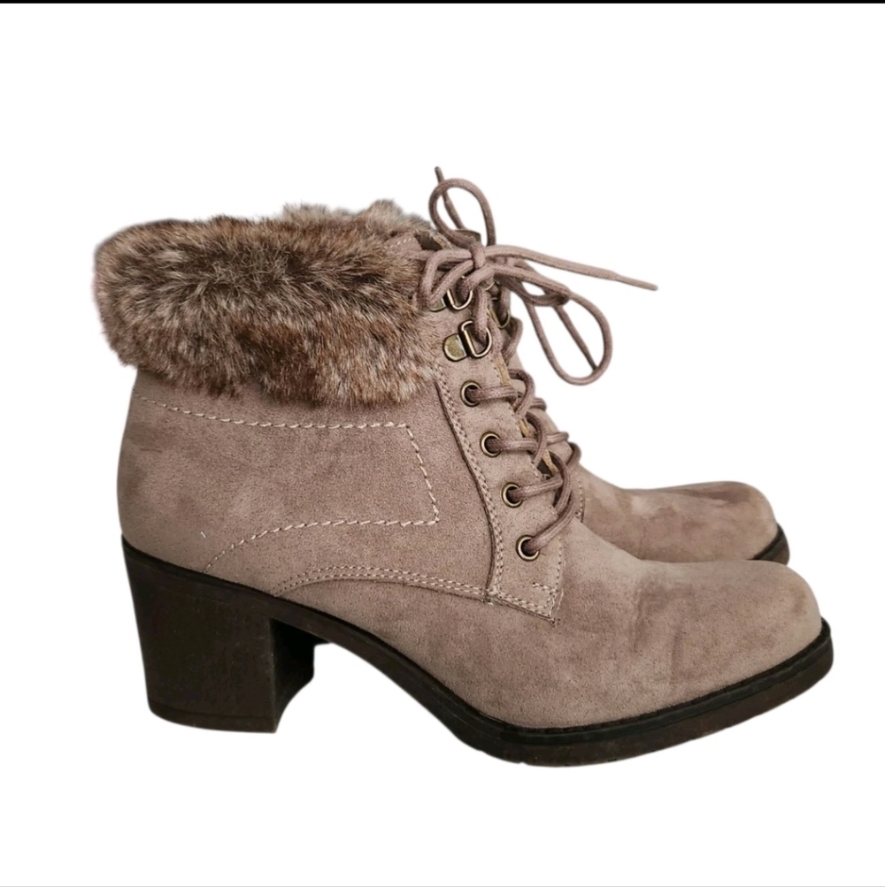 Sophie17 Taupe Brown Women's Size 9 Faux Fur Ankle Boots Y2K Chic